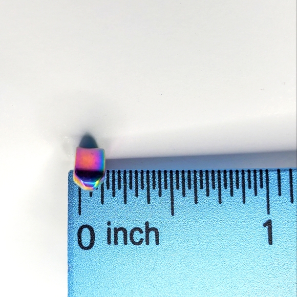 Rainbow Titanium Iridescent Stainless Steel Magnetic Hinged Hoop Clip Earrings - Picture 10 of 16